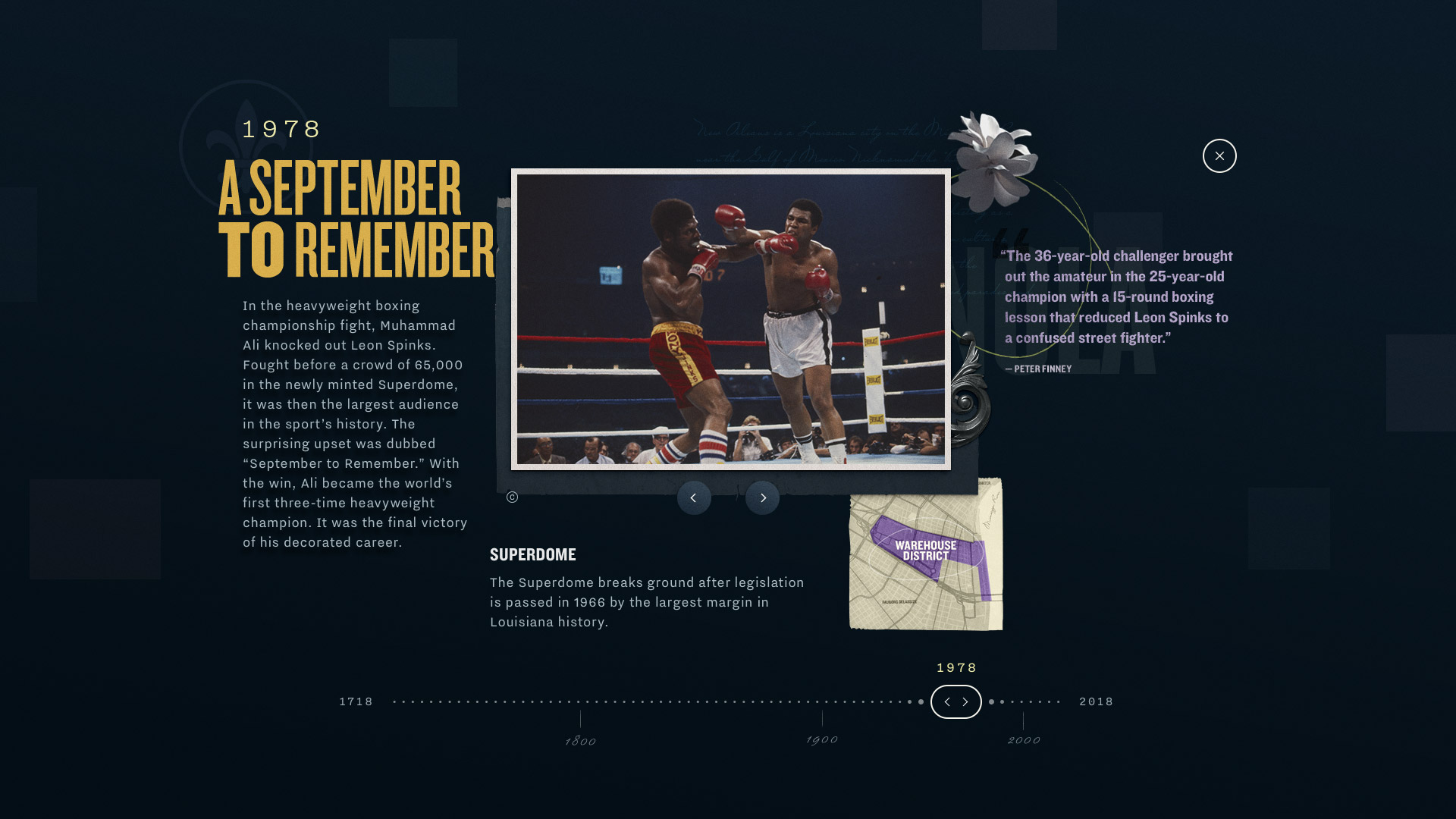 1978 A September to Remember card with the Ali versus Spinks championship fight and a Superdome note