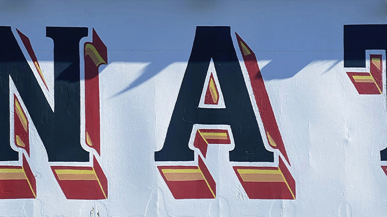 Hand-painted letterforms on a New Orleans wall, used as a type reference