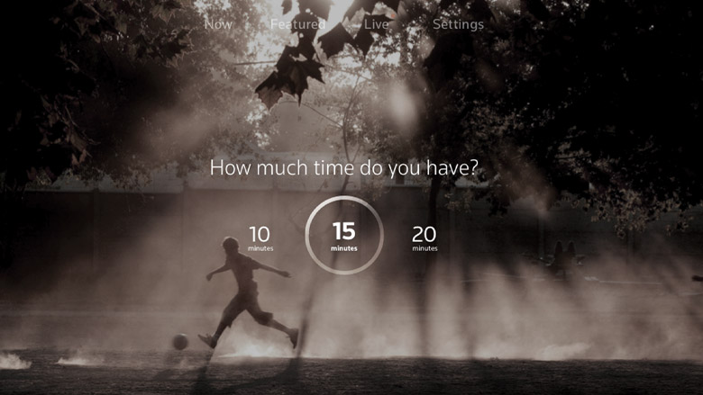 Session length selector asking How much time do you have, with 10, 15 and 20 minute options