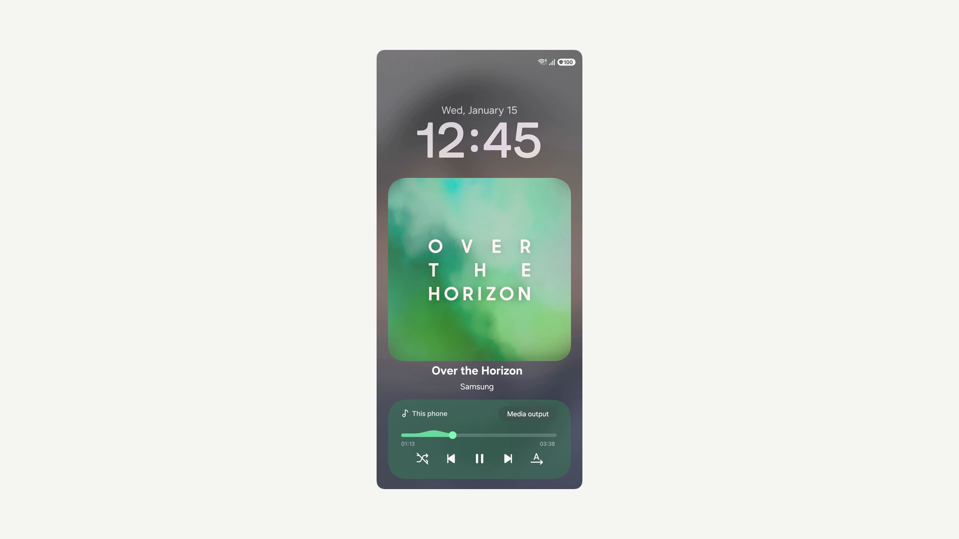 Over the Horizon 2026 album art on the Galaxy lock screen The album art on the Galaxy lock screen media player