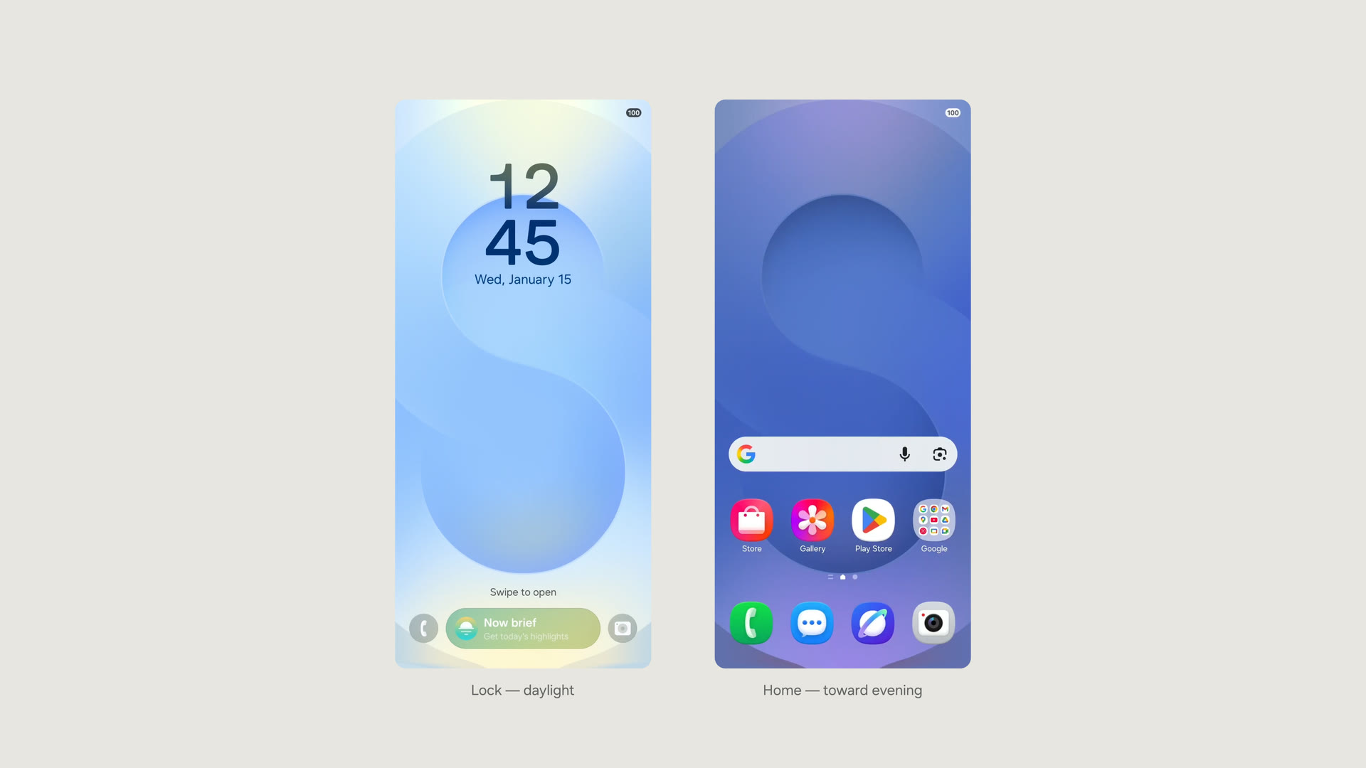 Lock screen daylight beside the home screen settled toward evening